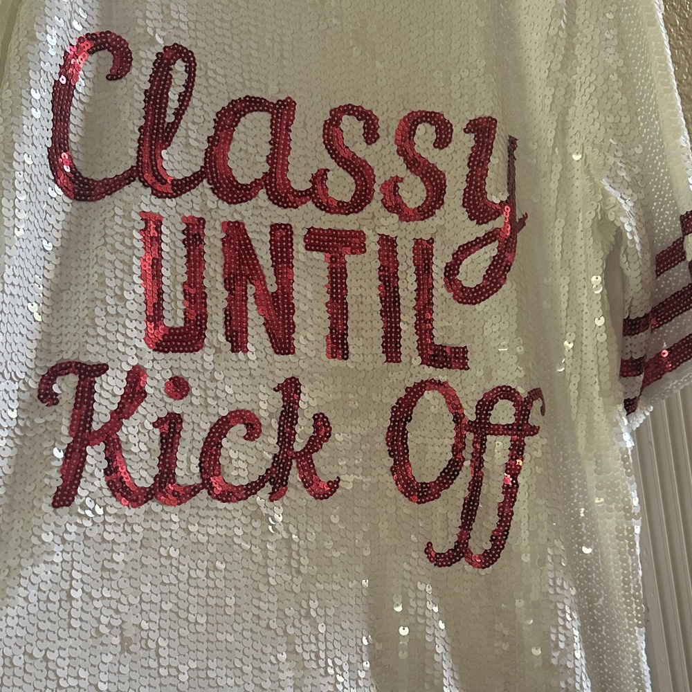 Sequin White and Red Mini Dress